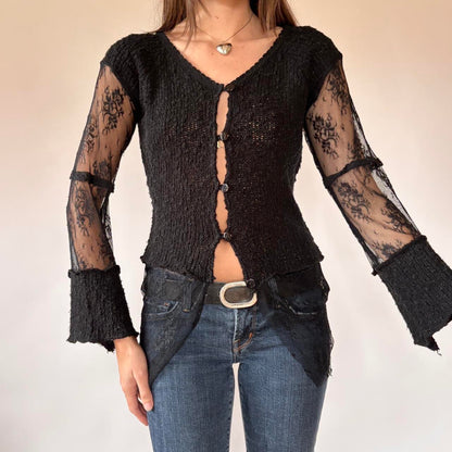 Surrealist Knit & Lace Cardigan (S)