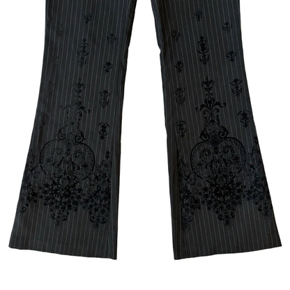 2000s Pinstripe Brocade Flares (XXS)