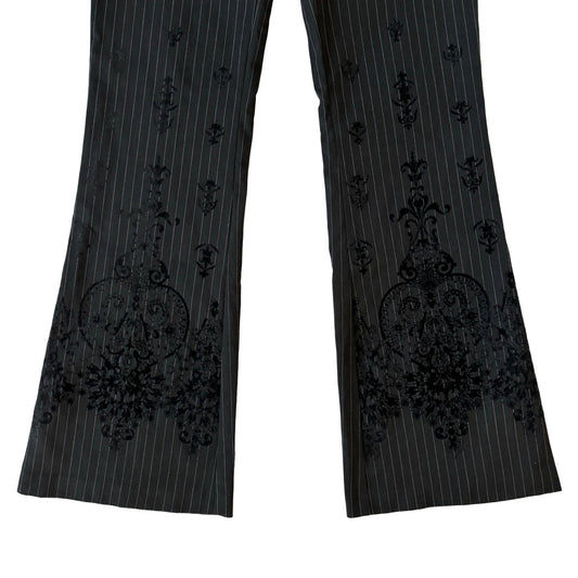 2000s Pinstripe Brocade Flares (XXS)