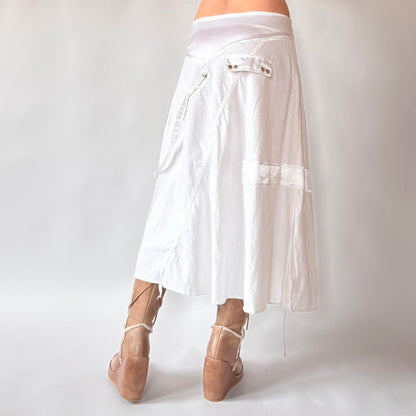 White Linen Cargo Utility Skirt (M)