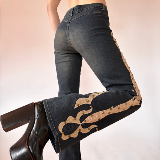 Y2K Embellished Flare Jeans (S)
