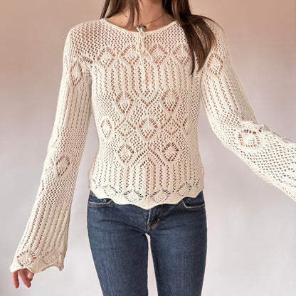 90s Crochet Bell Sleeve Sweater (M/L)