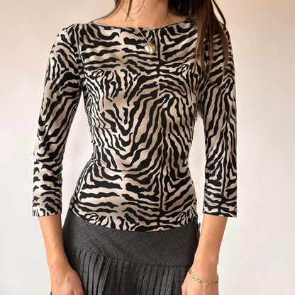 Y2K Animal Print Top (S/M)