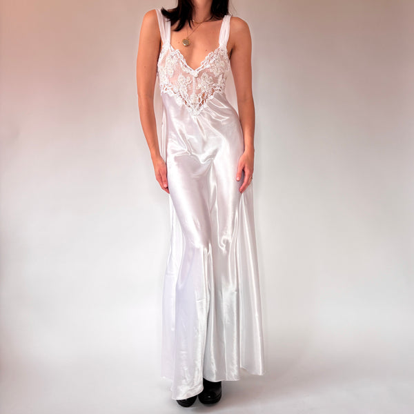 80s White Satin Slip (S)