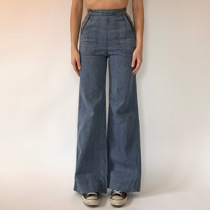 70s Zip Front Bellbottoms (XS)