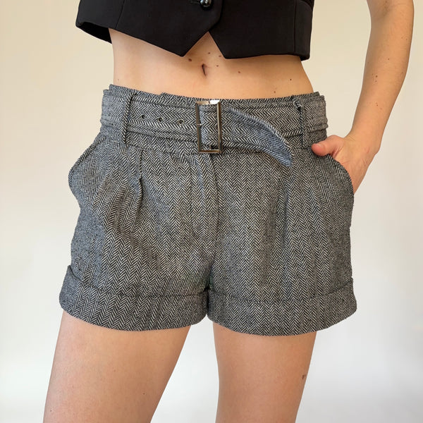 2000s Belted Tweed Shorts (S)