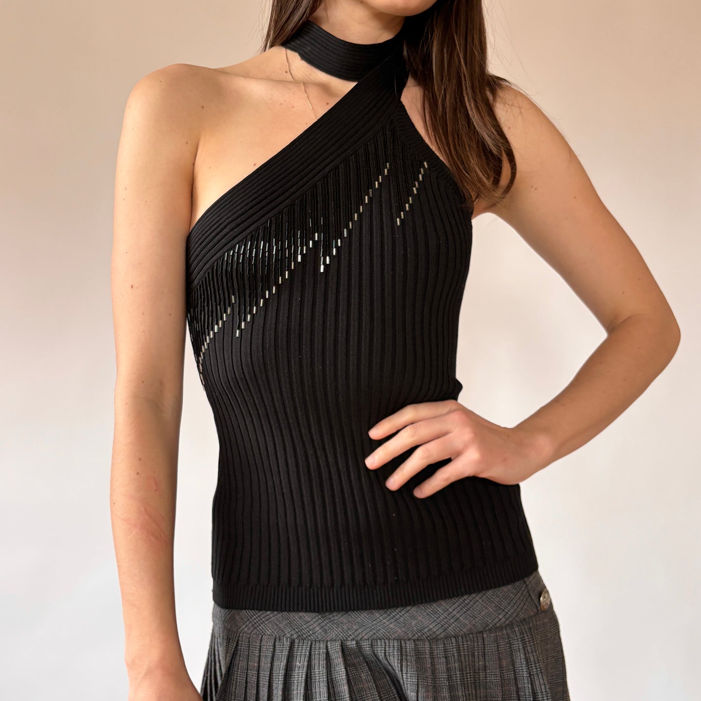 Y2K Silky Asymmetrical Tank (M)