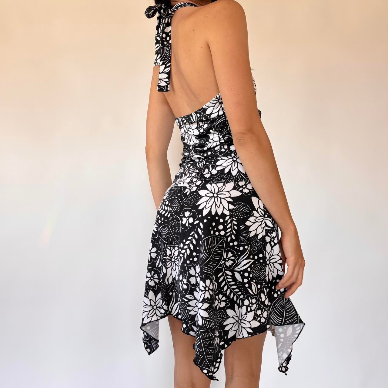 Y2K Floral Halter Dress (S/M)