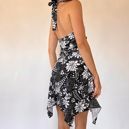 Y2K Floral Halter Dress (S/M)