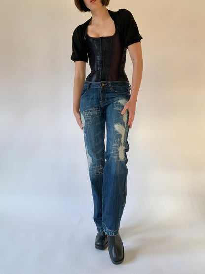Y2K Distressed Jeans - XS