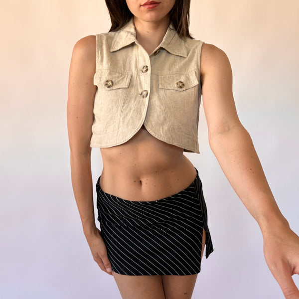 90s Linen Cropped Vest (XS)