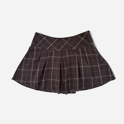 Y2K Pleated Plaid Mini Skirt (S)