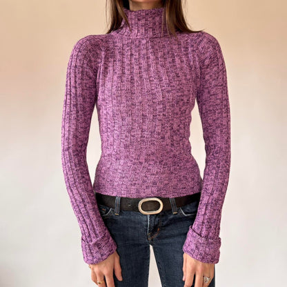 Y2K Rave Purple Turtleneck Sweater (S)