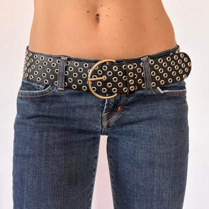 Faux Leather Grommet Belt