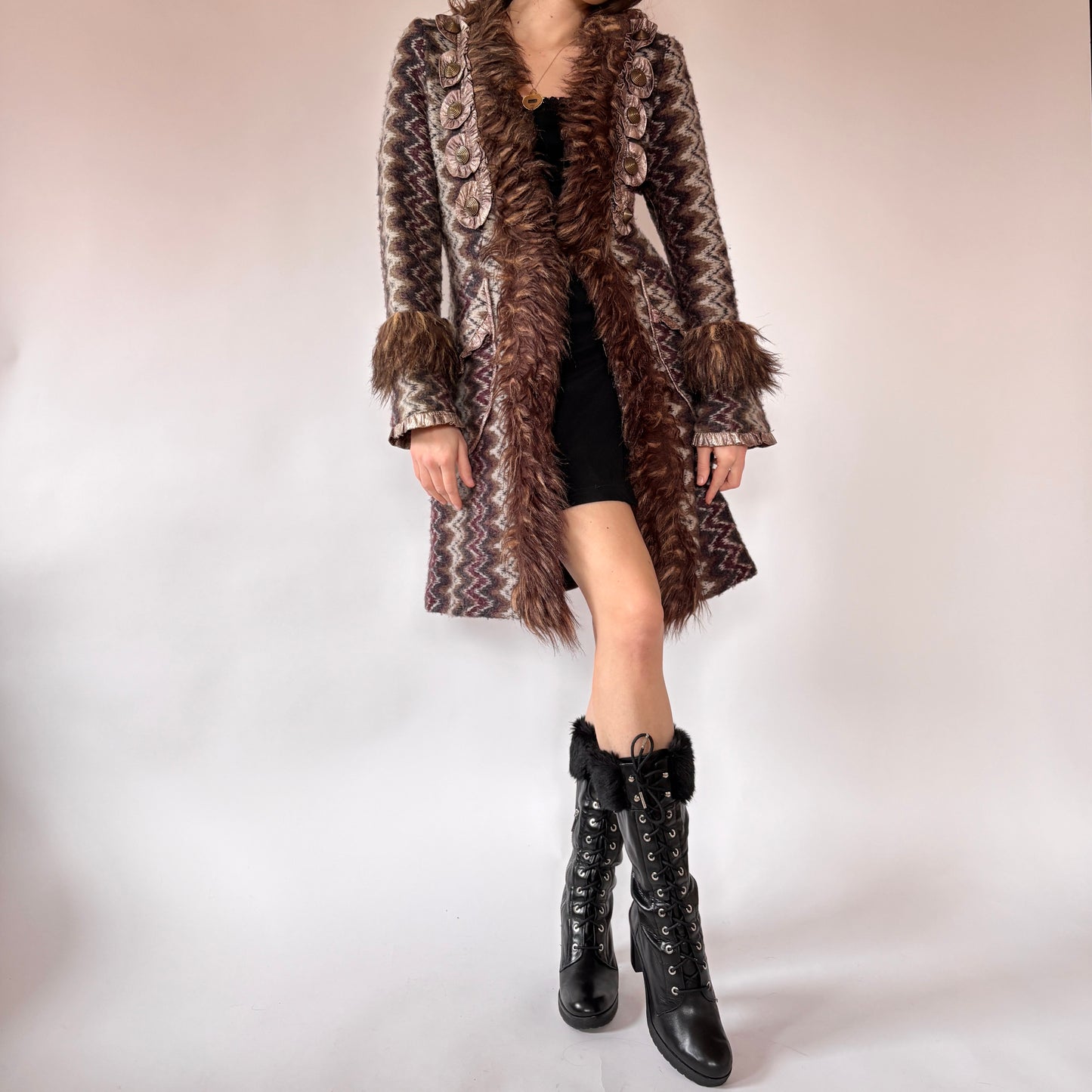 Y2K Faux Fur Coat (S)