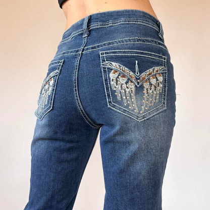 Y2K Embellished Pocket Jeans (M)