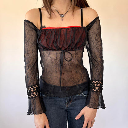 90s Mesh Milkmaid Top (M/L)