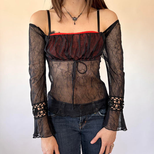 90s Mesh Milkmaid Top (M/L)