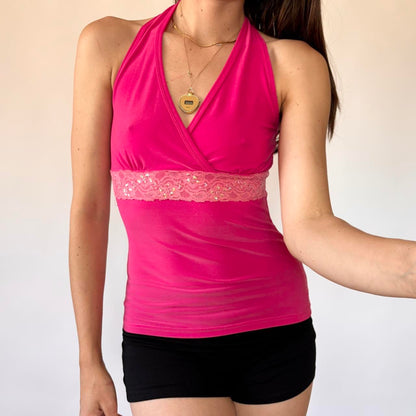 Y2K Hot Pink Halter Top (S)