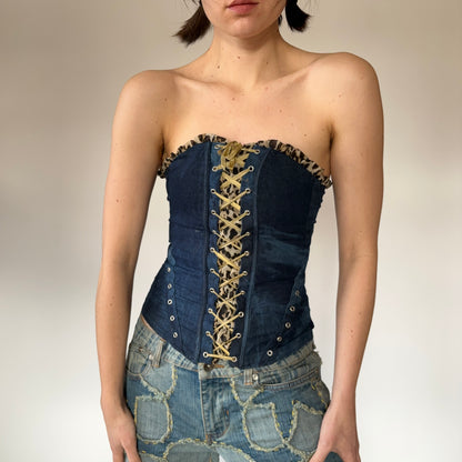 Denim & Leopard Corset (XS)