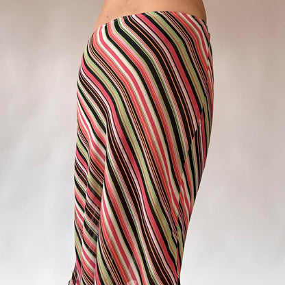 Y2K Striped Midi Skirt (S)