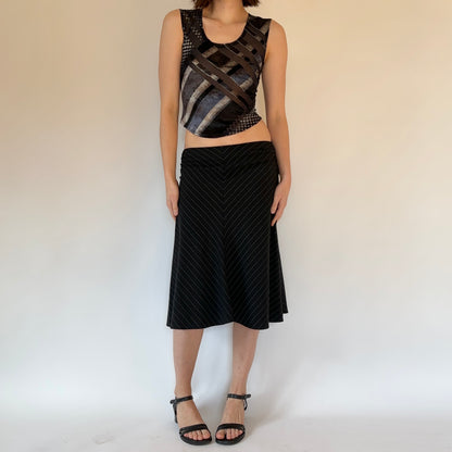 90s Pinstripe Midi Skirt (S)