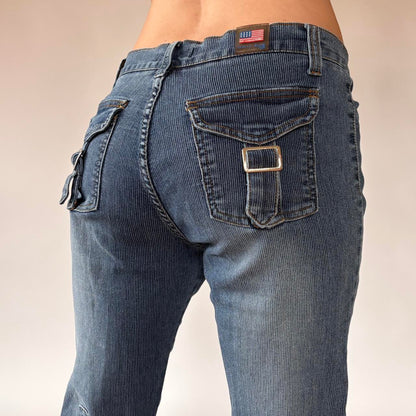 Y2K Buckle Flare Jeans (M)