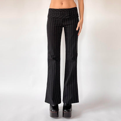 Y2K Low Rise Pinstripe Flare Pants (XS)