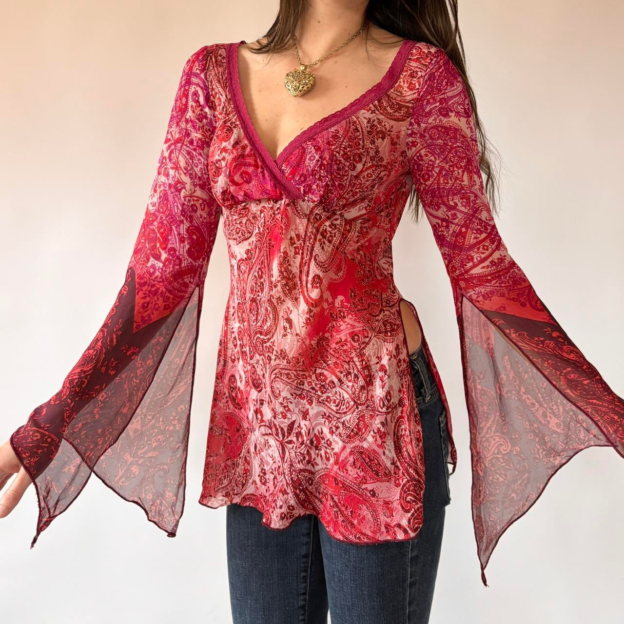 Y2K Bebe Paisley Whimsy Top (S)