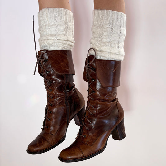 Y2K Heeled Lace Up Boots (8.5)