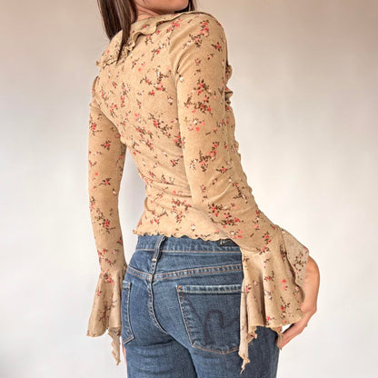 Y2K Floral Mesh Whimsy Top (S)