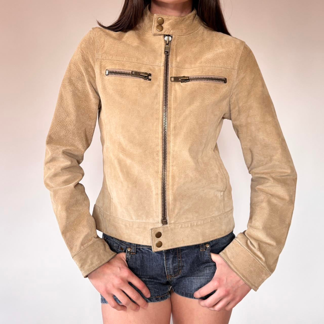 Y2K Suede Moto Jacket (XS/S)