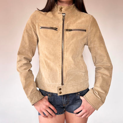 Y2K Suede Moto Jacket (XS/S)