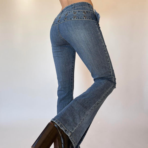 Y2K Low Rise Belted Jeans (XS)