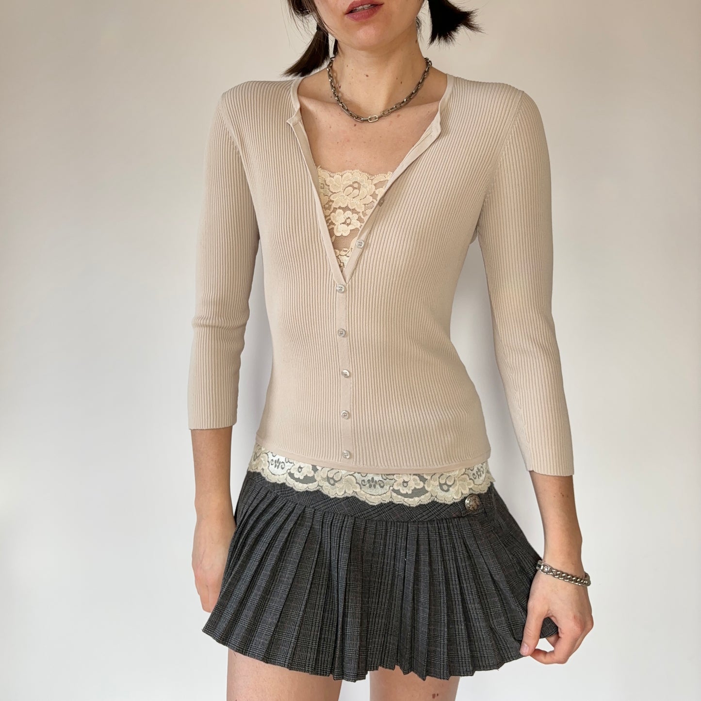 2000s Silk Ribbed Blouse (S)