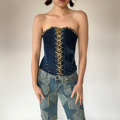 Denim & Leopard Corset (XS)