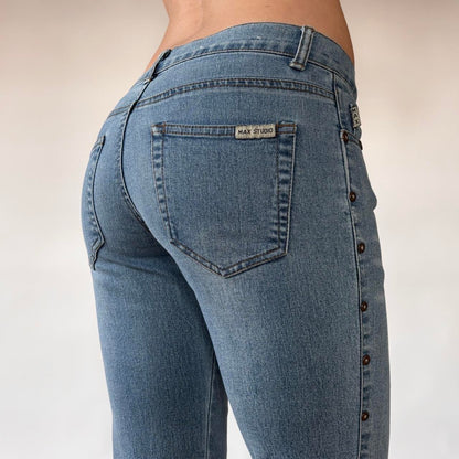 Y2K Low Rise Rivet Studded Jeans (XS)