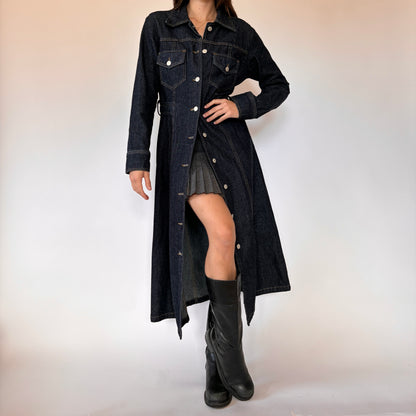 90s Denim Trench Coat (S/M)