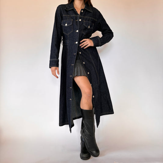 90s Denim Trench Coat (S/M)