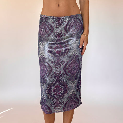 90s Iridescent Paisley Midi Skirt (M)