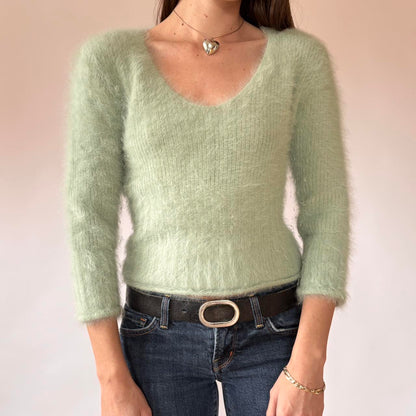 Minty Angora Knit Sweater (S/M)