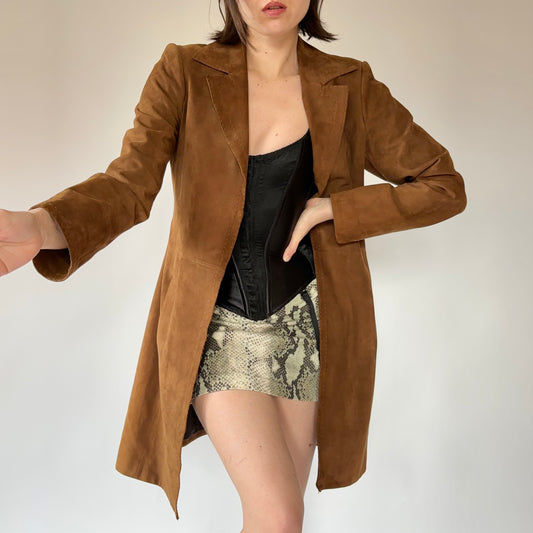 Genuine Suede Leather Coat (S)