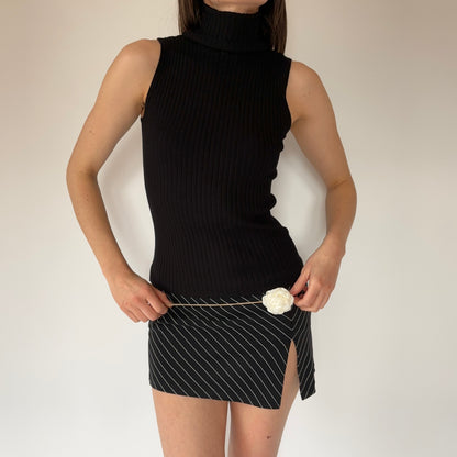 2000s Noir Ribbed Sleeveless Turtleneck (XS/S)