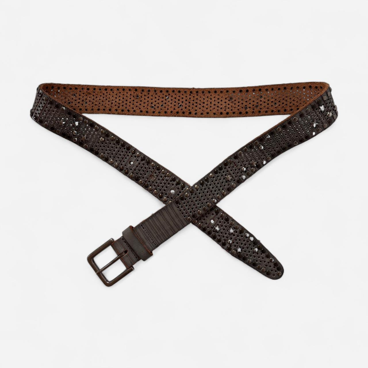 Star Studded Genuine Leather Belt