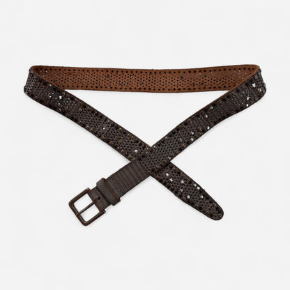 Star Studded Genuine Leather Belt