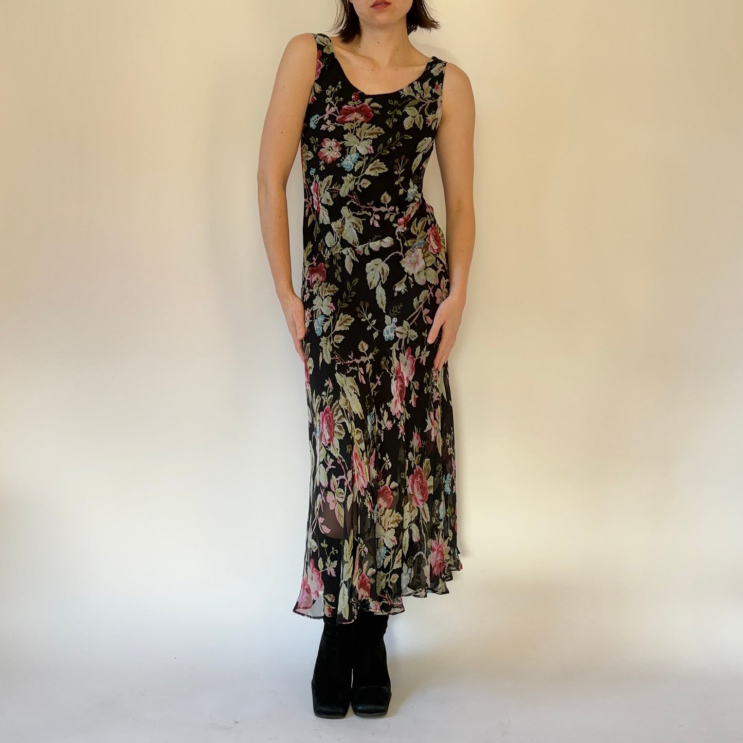 90s Floral Maxi Dress (S)