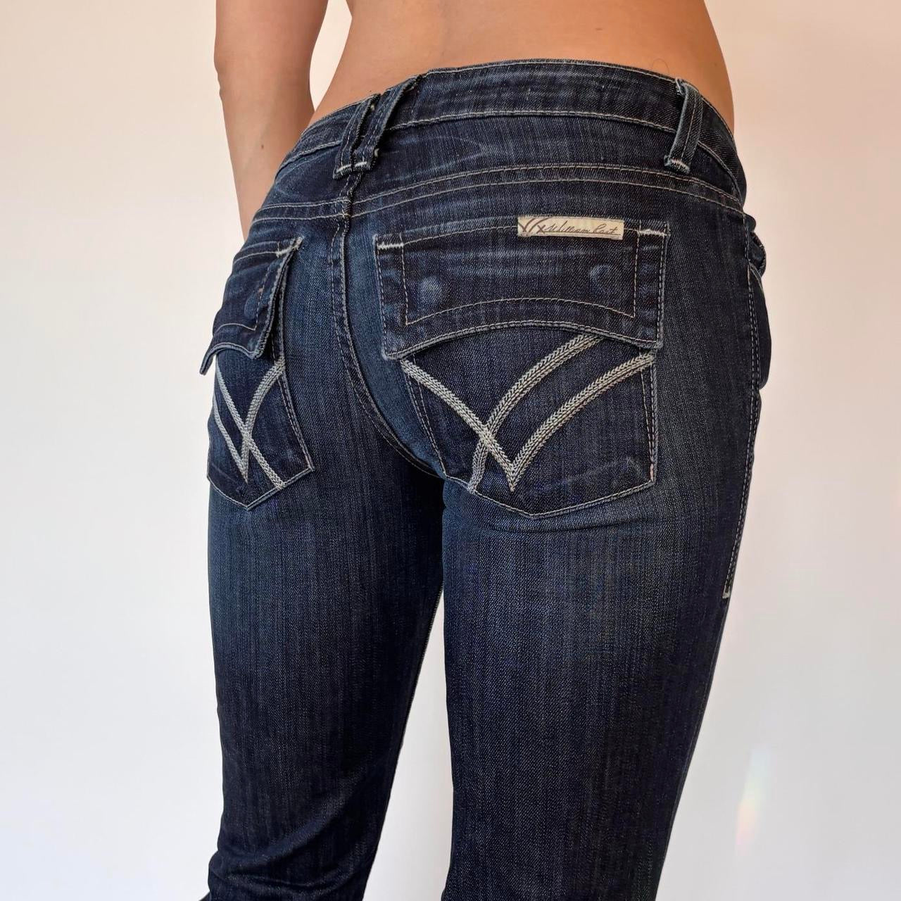 Y2K Dark Wash Low Rise Jeans (XXS/XS)