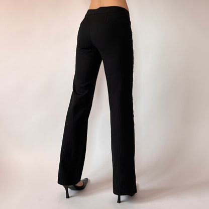 Y2K Beaded Noir Trousers (XS)