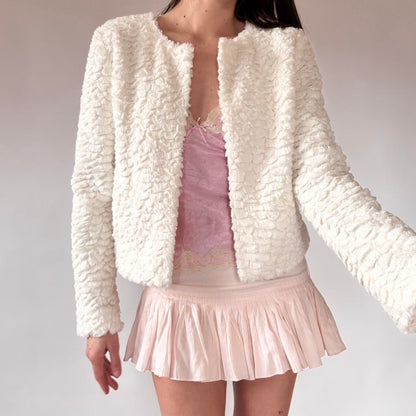 White Faux Fur Jacket (M)