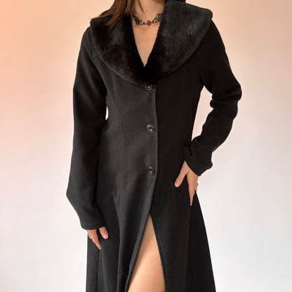 Y2K Faux Fur Collared Coat (M)